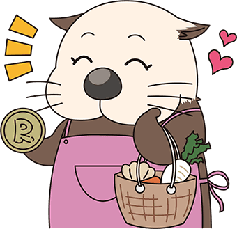 いつでも売上金をラッコポイントに変換できる（３％お得）を表すラッコキャラクター