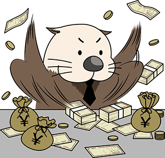 出金が早いを表すラッコキャラクター